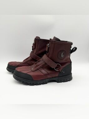 Polo Ralph Lauren Conquest Hi III Brown Leather Duck Boots Zip Strap Men’s 12D